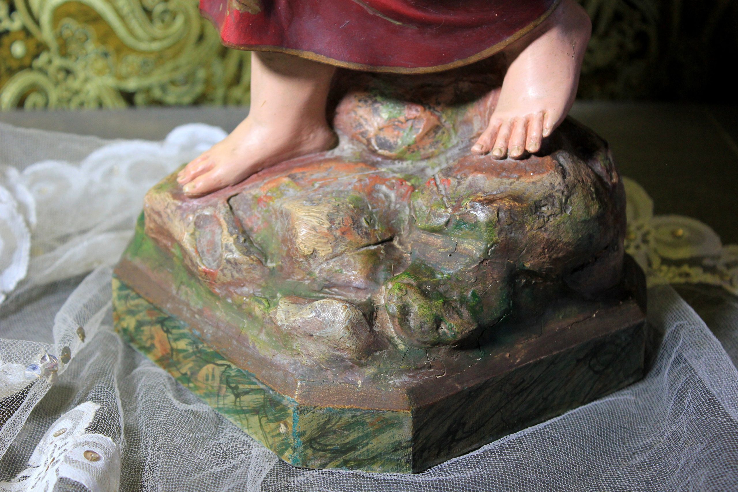 Gran San Juanito, San Juanito con Cruz, Ñiño Escayola, Escultura Religiosa, Antigua Escultura, Niño Ojos Cristal, Olot - Imagen 8