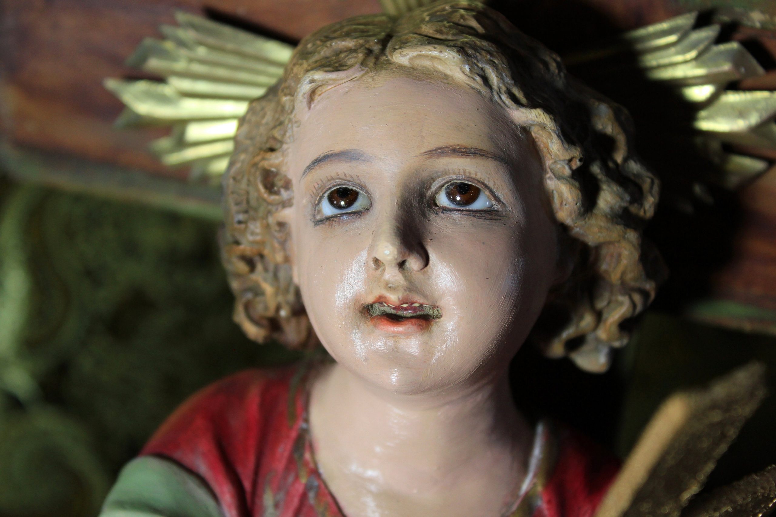 Gran San Juanito, San Juanito con Cruz, Ñiño Escayola, Escultura Religiosa, Antigua Escultura, Niño Ojos Cristal, Olot - Imagen 4