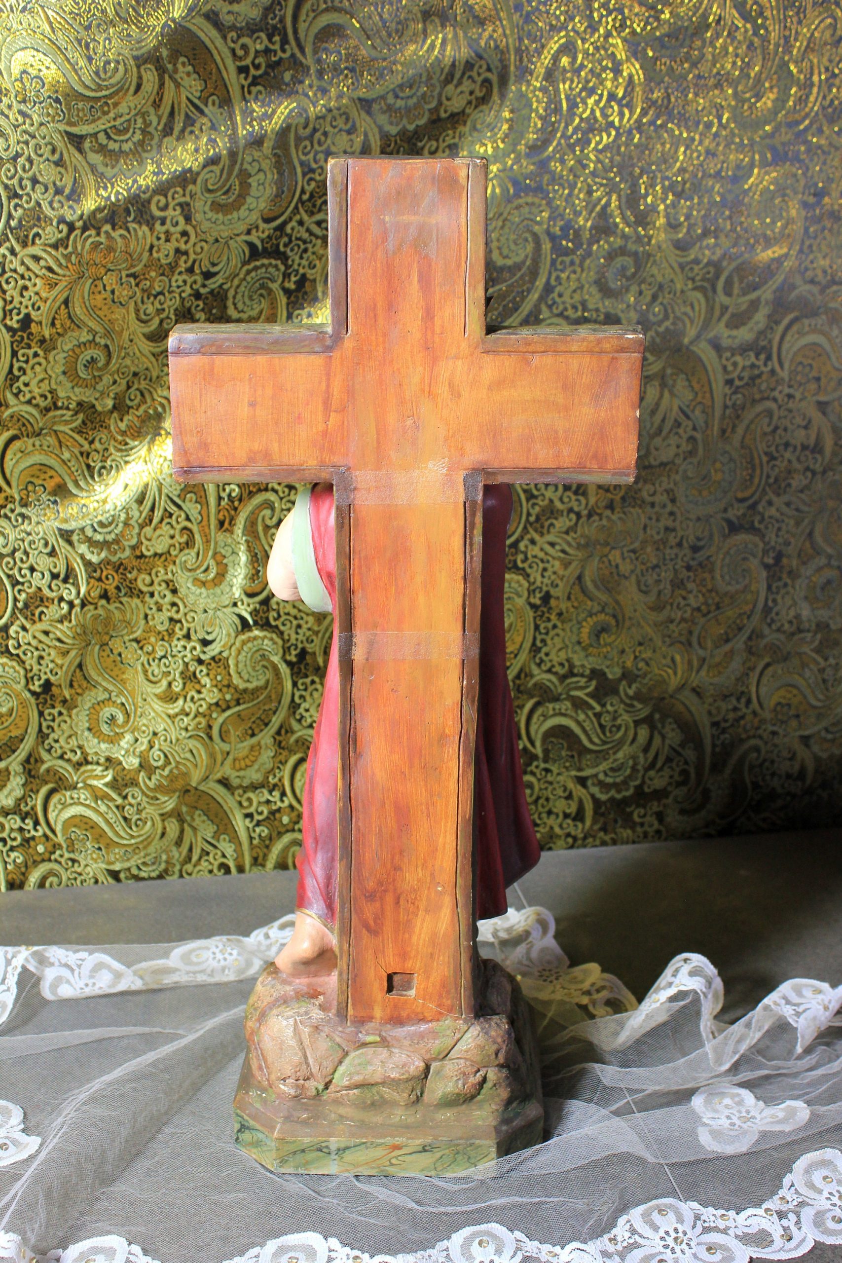 Gran San Juanito, San Juanito con Cruz, Ñiño Escayola, Escultura Religiosa, Antigua Escultura, Niño Ojos Cristal, Olot - Imagen 5