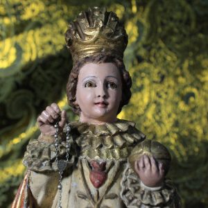 Antiguo Niño de Praga, Escultura Religiosa, Antigua Escultura Niño de Praga, Escultura Escayola Niño con bola, Escultura Santa