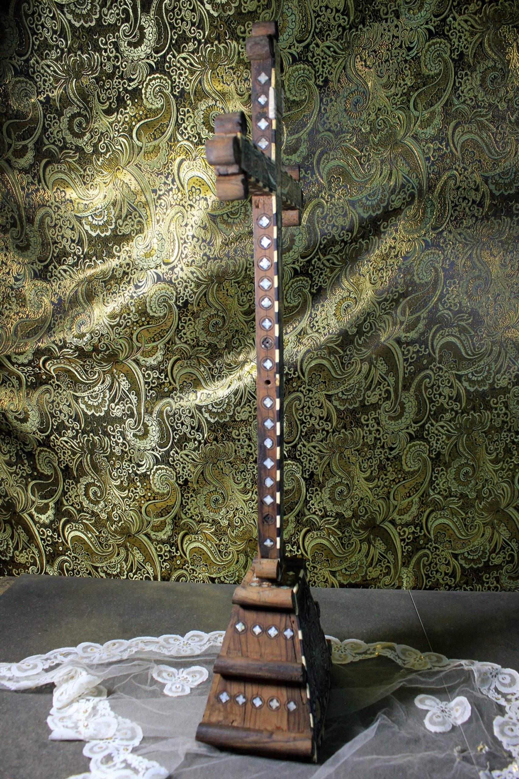 EXTREMADAMENTE RARO/ Cruz de madera con incrustaciones grabadas del XIX, Crucifijo con Base , Cristo , Crucifijo Jerusalen - Imagen 8