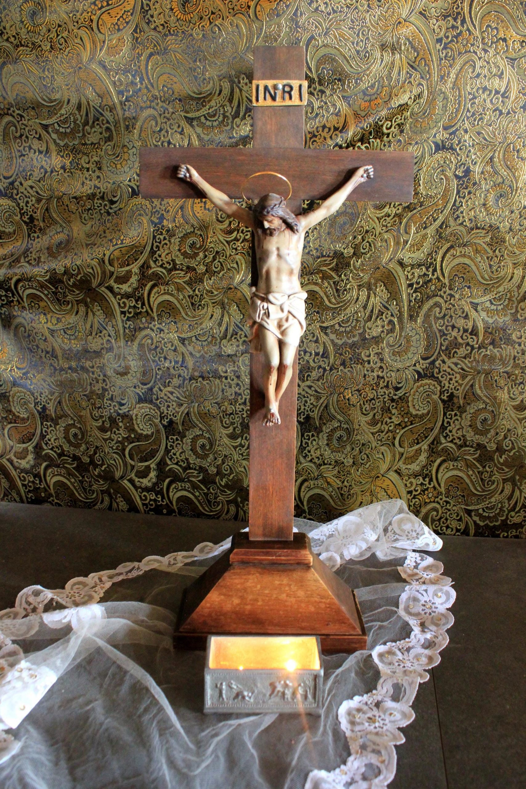 Antiguo Crucifijo, Crucifijo Iglesia, Crucifijo Antiguo, Crucifijo Escayola de mesa, Crucifijo Cristo, Cruz Madera - Imagen 5