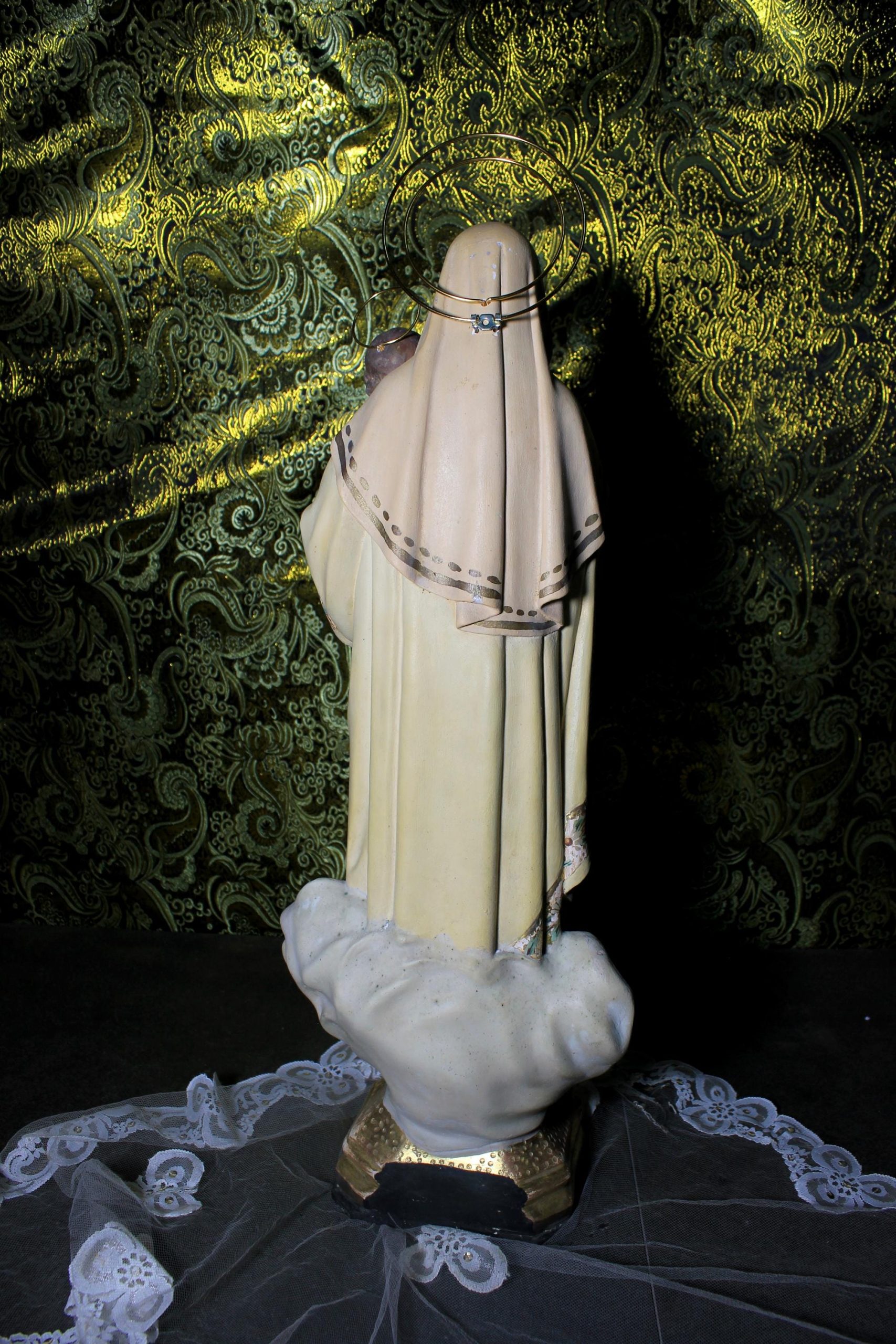Estatua Virgen y Niño, Antigua Virgen del Carmen, Escultura Virgen, Virgen Carmen, Estatua Nuestra Señora, Estatua Madonna, Ojos Cristal - Imagen 10