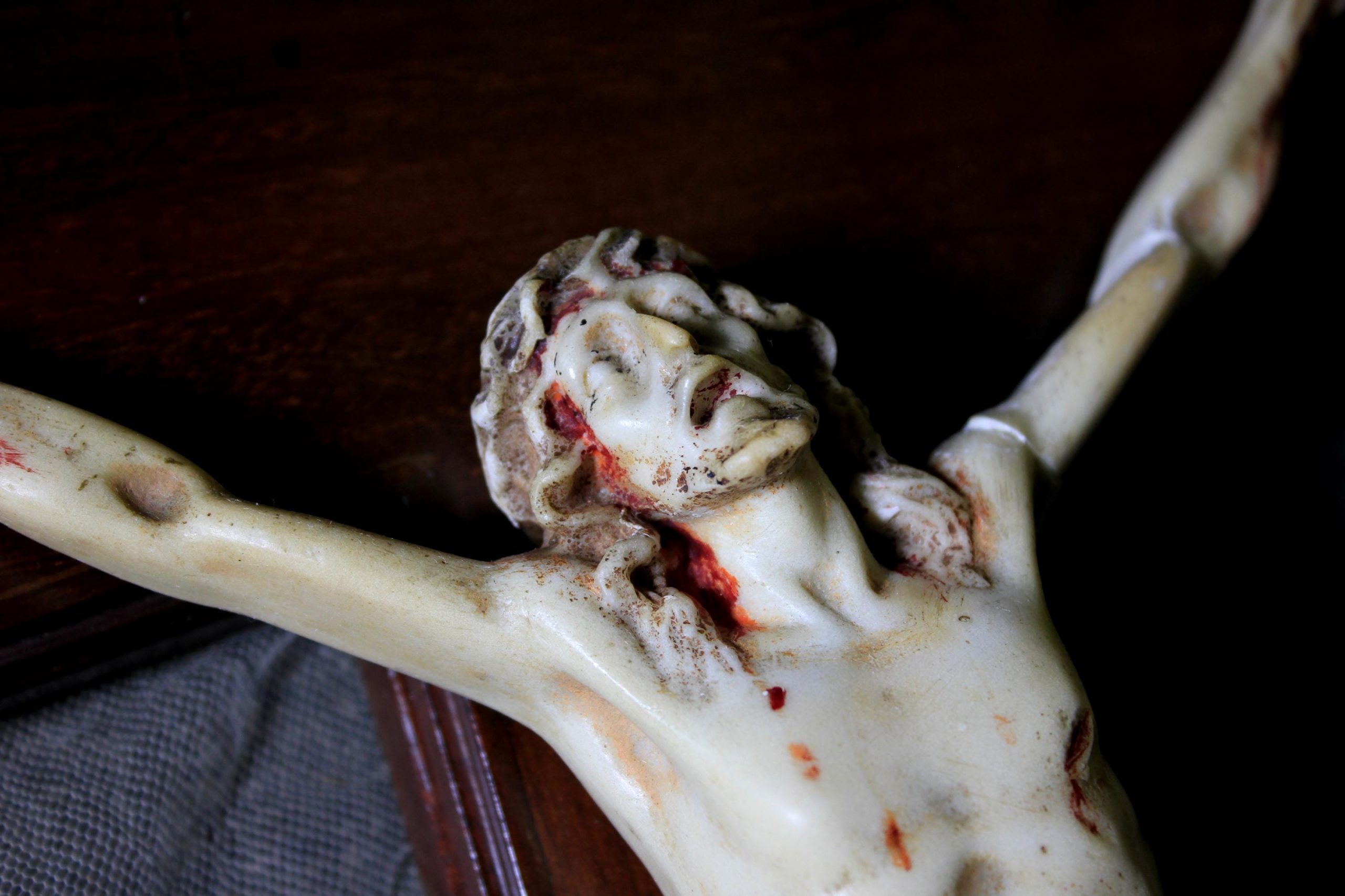 Antiguo Crucifijo , Crucifijo , Cruz Madera, Crucifijo Alabastro, Arte Funerario, Crucifijo Mármol, Crucifijo de Pared - Imagen 6