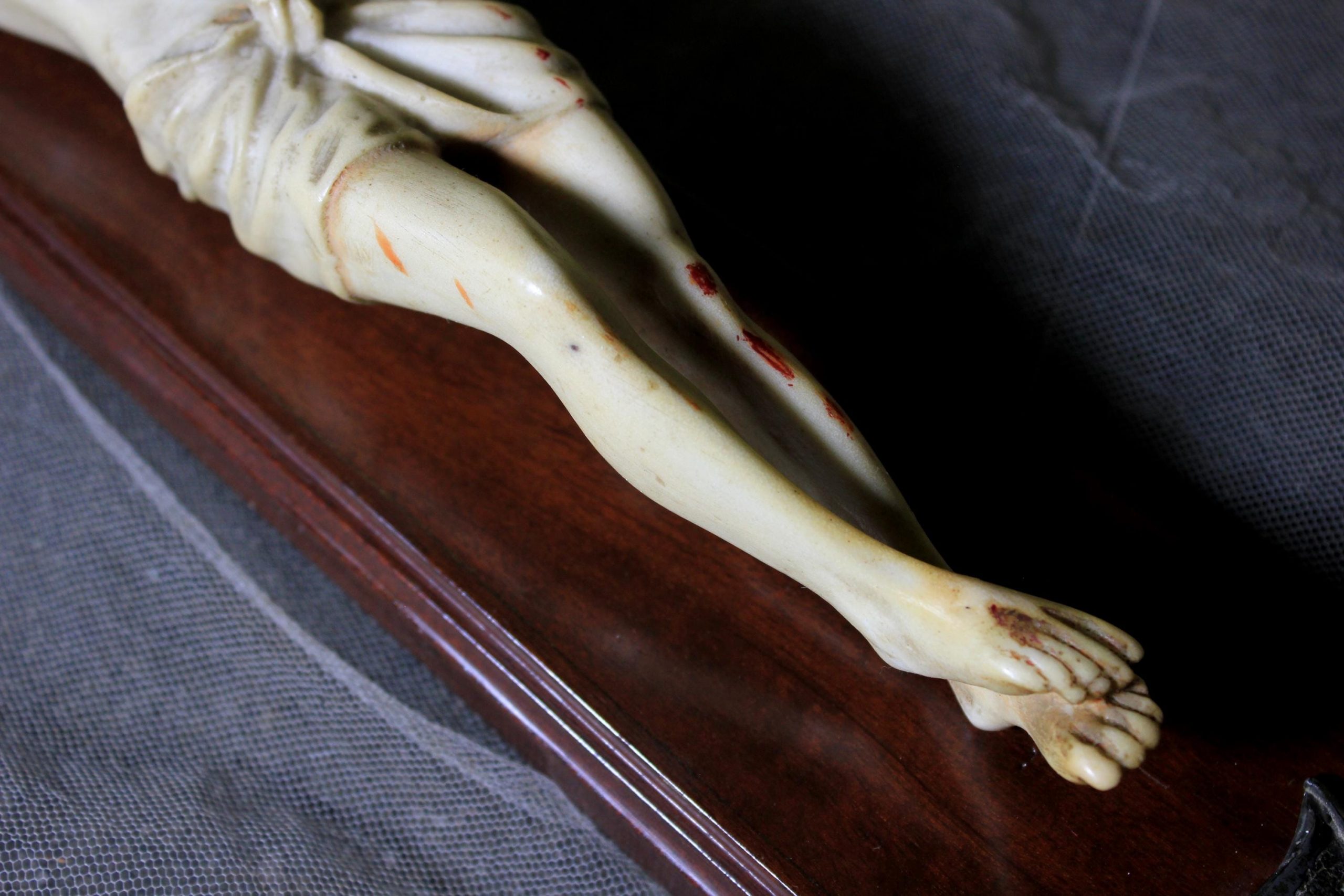 Antiguo Crucifijo , Crucifijo , Cruz Madera, Crucifijo Alabastro, Arte Funerario, Crucifijo Mármol, Crucifijo de Pared - Imagen 3