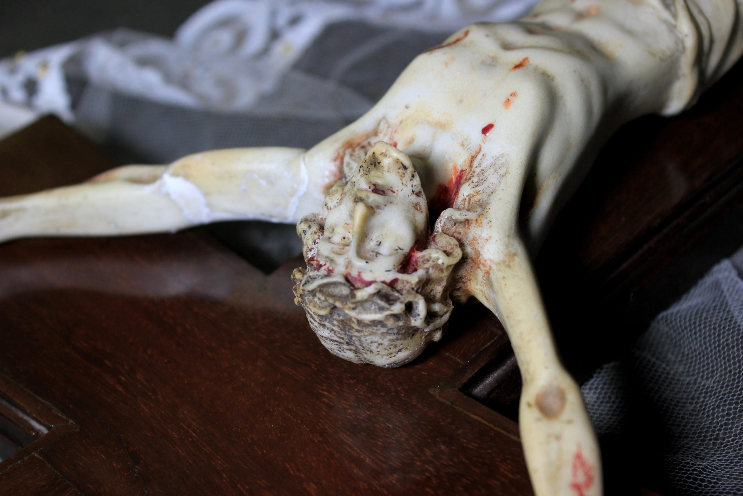 Antiguo Crucifijo , Crucifijo , Cruz Madera, Crucifijo Alabastro, Arte Funerario, Crucifijo Mármol, Crucifijo de Pared - Imagen 9