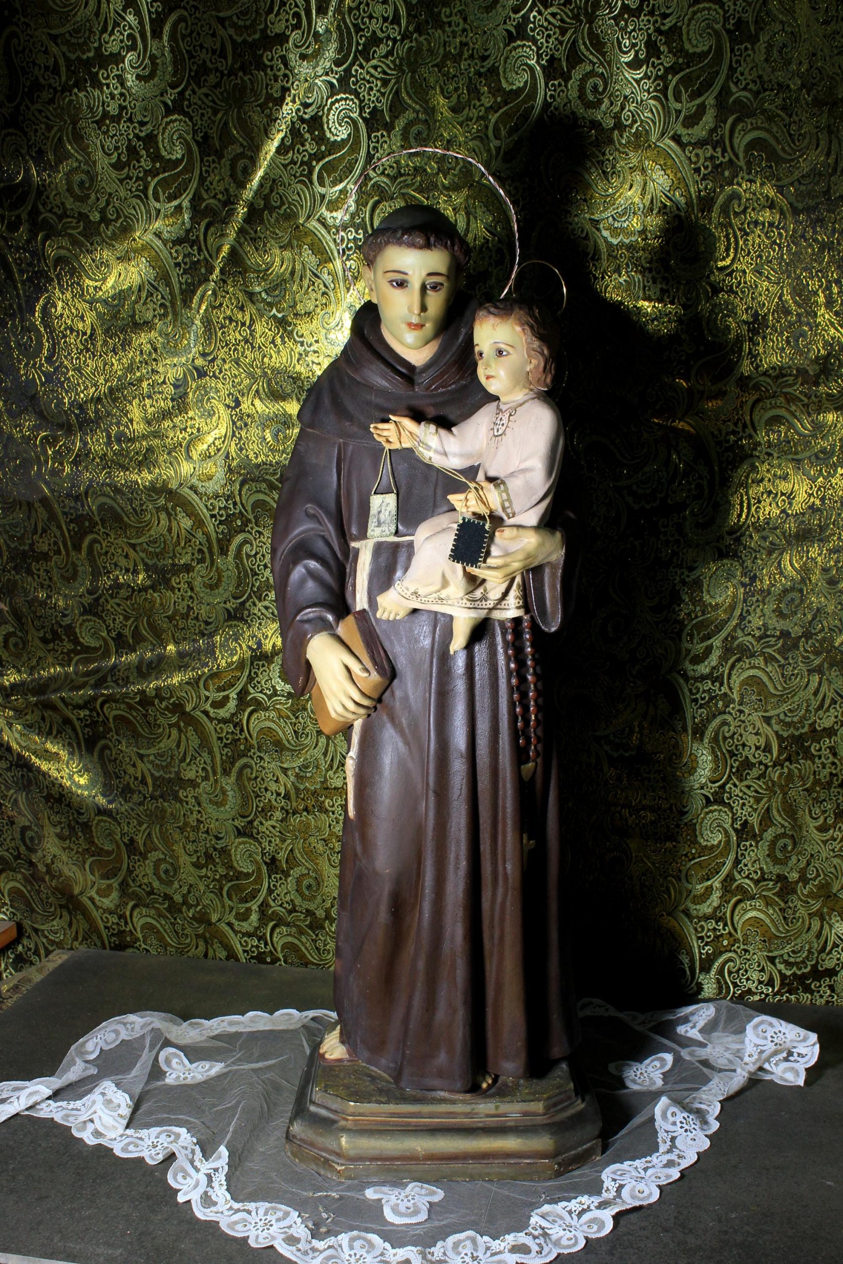 Antiguo San Antonio de Padua, Antiguo Arte Religioso, Antigua Escultura Santo, Estatua Santo Vintage, Escultura Escayola, Figura Santo - Imagen 10