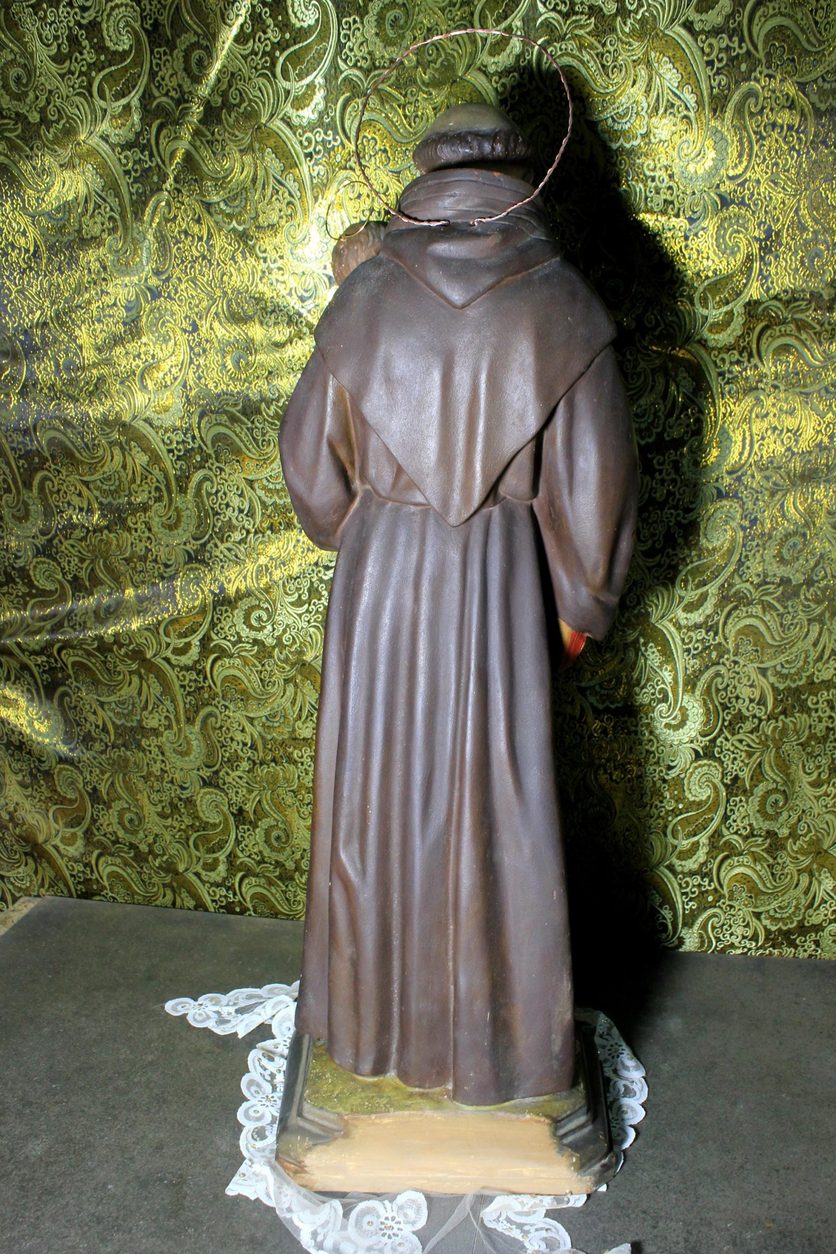 Antiguo San Antonio de Padua, Antiguo Arte Religioso, Antigua Escultura Santo, Estatua Santo Vintage, Escultura Escayola, Figura Santo - Imagen 9