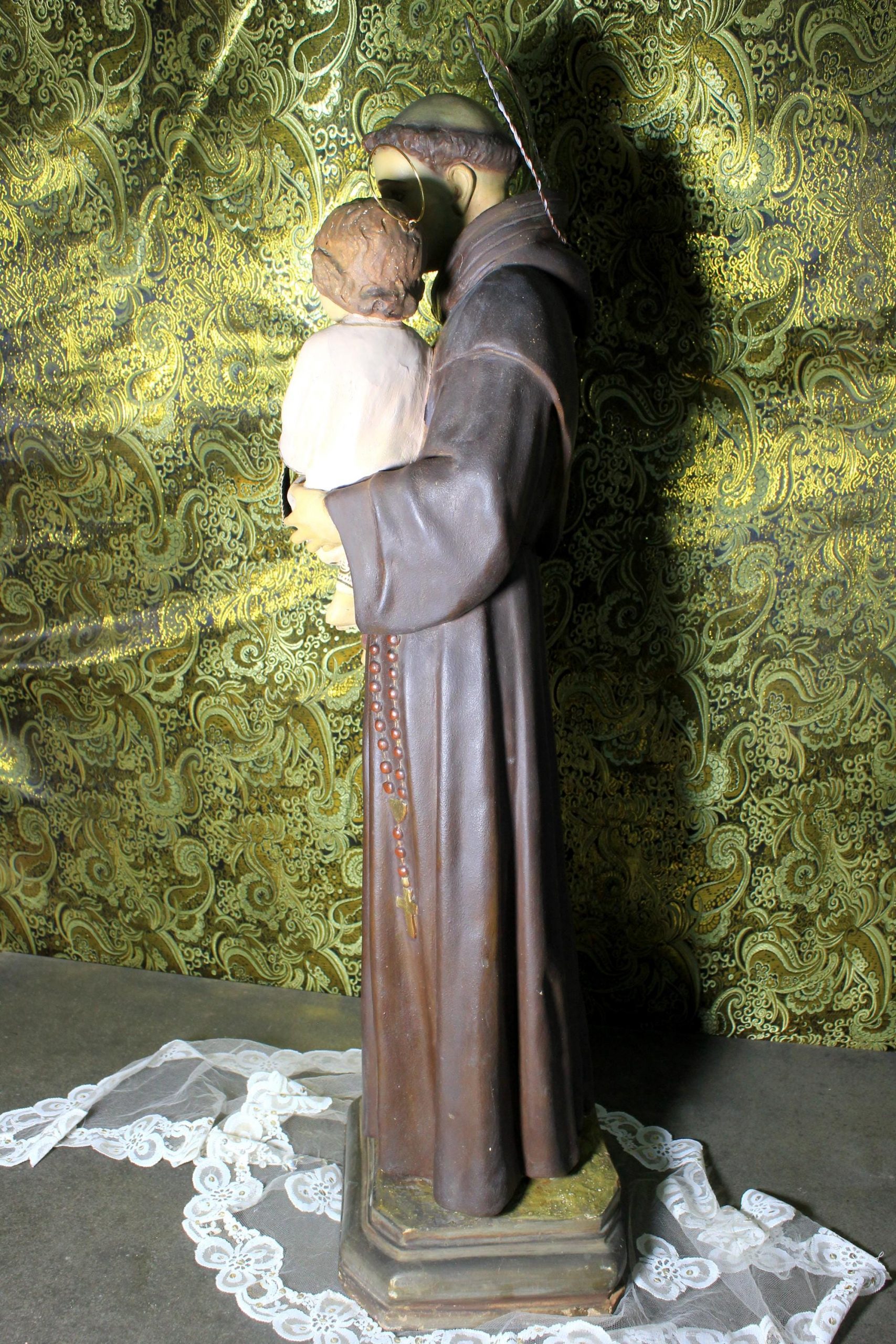 Antiguo San Antonio de Padua, Antiguo Arte Religioso, Antigua Escultura Santo, Estatua Santo Vintage, Escultura Escayola, Figura Santo - Imagen 5