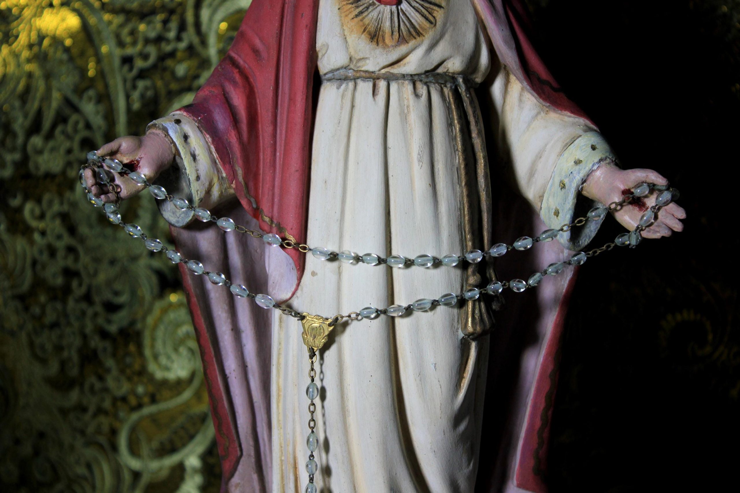 Escultura Sagrado Corazón Jesús, Escultura de Jesús 48cm, Sagrado Corazón, Figura de Jesús, Escultura Escayola Jesús, Ojos de Cristal, Olot. - Imagen 9