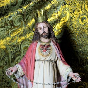 Escultura Sagrado Corazón Jesús, Escultura de Jesús 48cm, Sagrado Corazón, Figura de Jesús, Escultura Escayola Jesús, Ojos de Cristal, Olot.