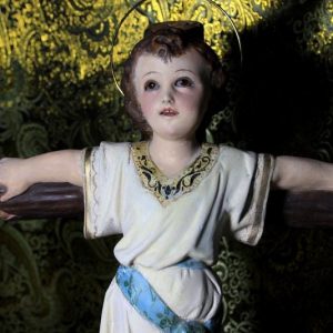 Antiguo Niño Jesús, Escultura Religiosa, Antigua Escultura de Jesús, Escultura Escayola, Niño Ojos Cristal, Niño Olot.