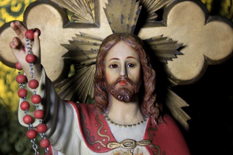 Escultura Sagrado Corazón Jesús, Jesús en Trono, Sagrado Corazón, Figura de Jesús, Escultura Escayola Jesús, Ojos Cristal, Badalona - Imagen 10