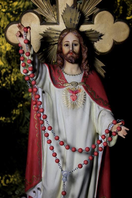 Escultura Sagrado Corazón Jesús, Jesús en Trono, Sagrado Corazón, Figura de Jesús, Escultura Escayola Jesús, Ojos Cristal, Badalona - Imagen 6