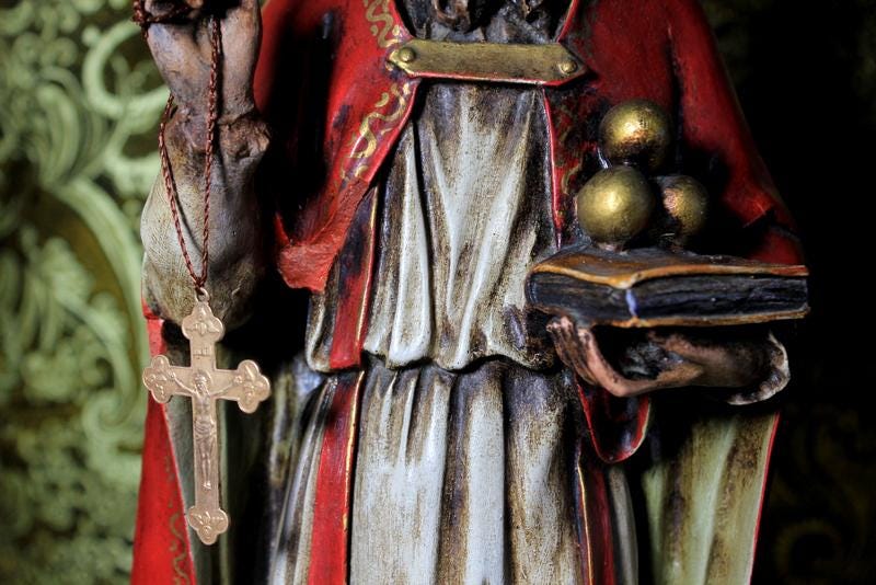 Escultura de San Nicolás de Bari, Estatua Escayola, Estatua Santo, Años 50, Antigua Escultura Santo, Ojos de Cristal, OLOT - Imagen 6