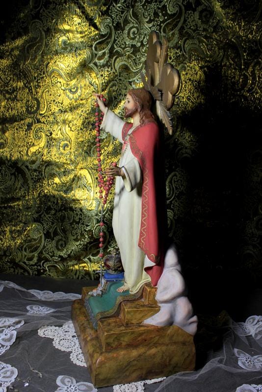 Escultura Sagrado Corazón Jesús, Jesús en Trono, Sagrado Corazón, Figura de Jesús, Escultura Escayola Jesús, Ojos Cristal, Badalona - Imagen 9