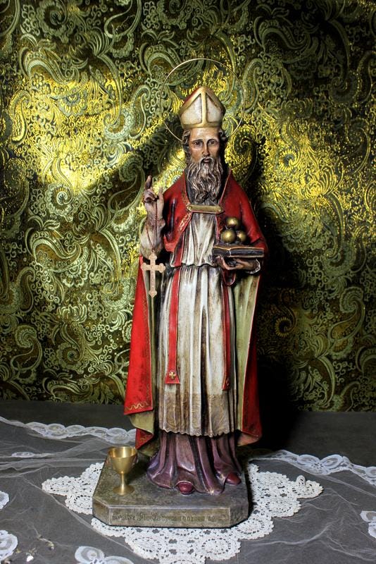 Escultura de San Nicolás de Bari, Estatua Escayola, Estatua Santo, Años 50, Antigua Escultura Santo, Ojos de Cristal, OLOT - Imagen 10