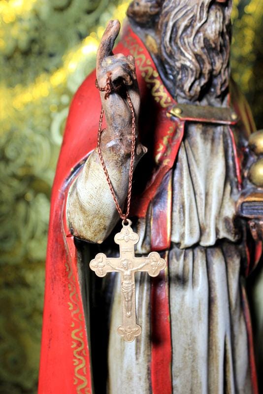 Escultura de San Nicolás de Bari, Estatua Escayola, Estatua Santo, Años 50, Antigua Escultura Santo, Ojos de Cristal, OLOT - Imagen 2